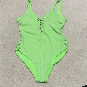 TiniBikini Vibrant Green Ribbed Swimsuit